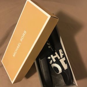 Size 9 Michael Kors Gilmore Rhinestone Slides